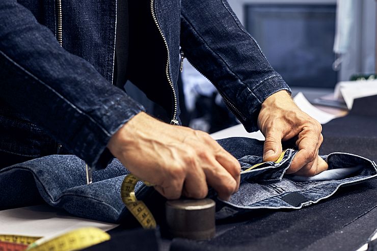 Synthetic fiber used in denim jeans fabric with durable, flexible and blended textile structure