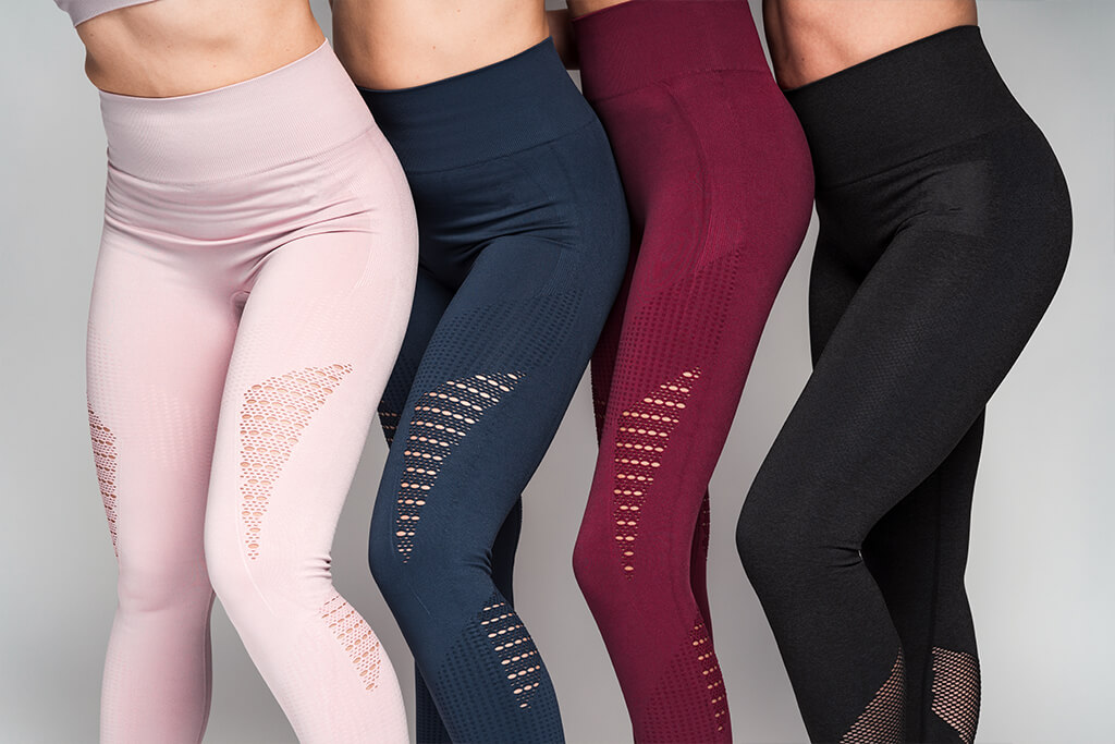 Close-up view of high-performance sports fabrics used in activewear and fitness clothing