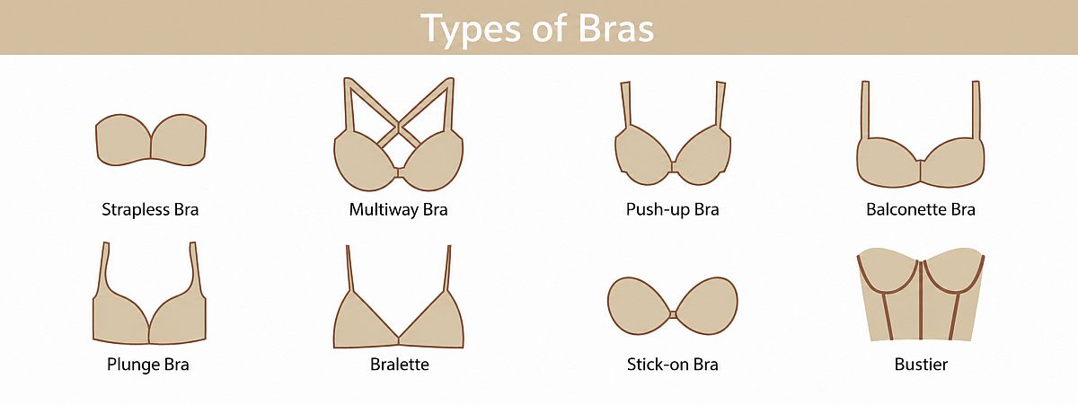 Types of wedding bras and bridal lingerie styles Types of wedding bras – infographic showing different bridal bra styles and fits