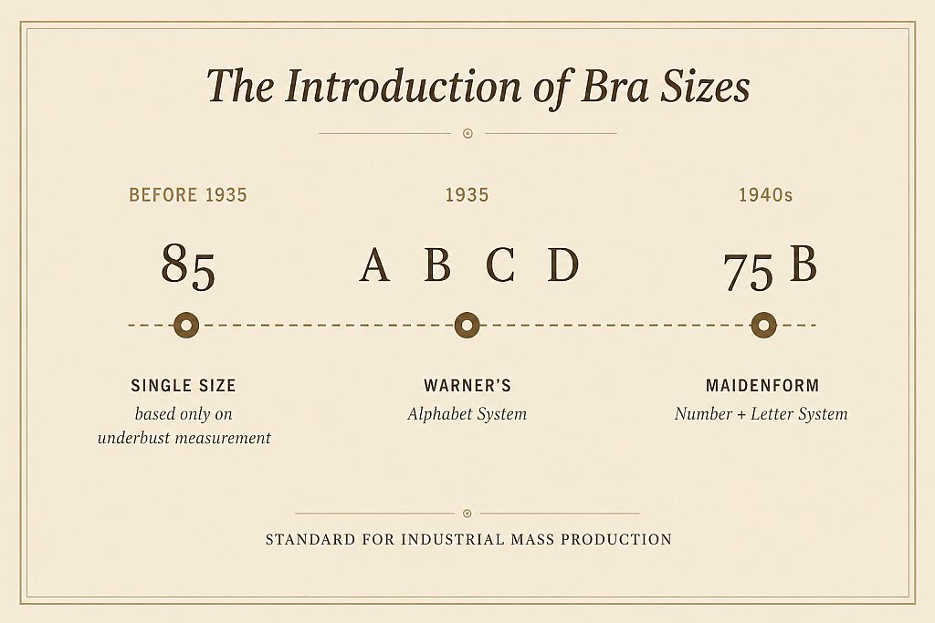The introduction of cup sizes – infographic explaining the development of bra sizing