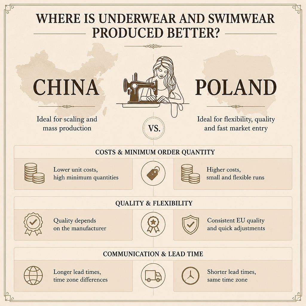 Comparison of clothing production in China and Poland for fashion brands