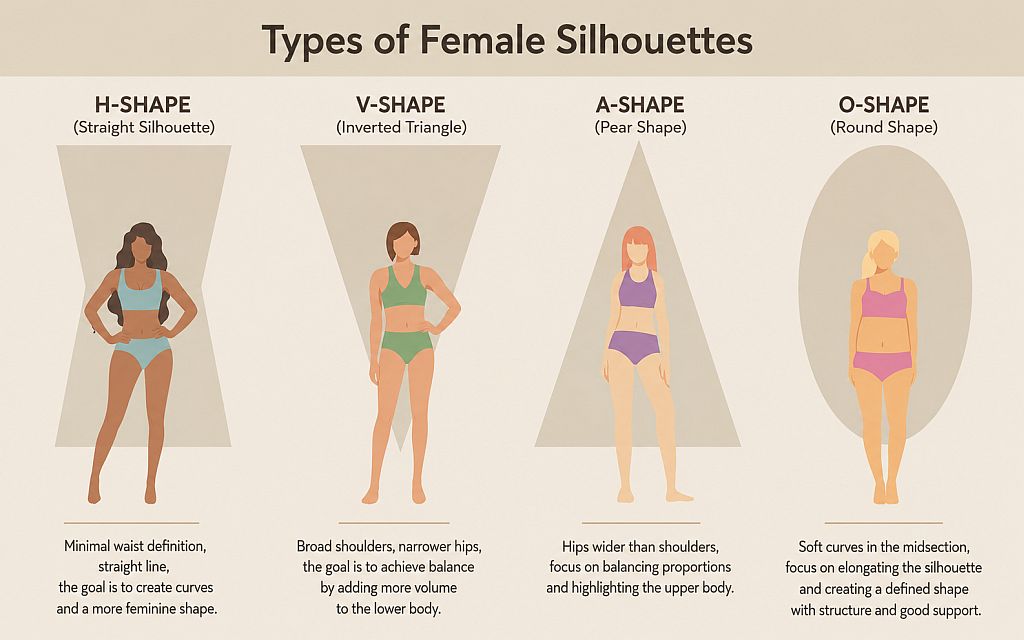 Types of female body silhouettes and swimsuit recommendations for each body shape