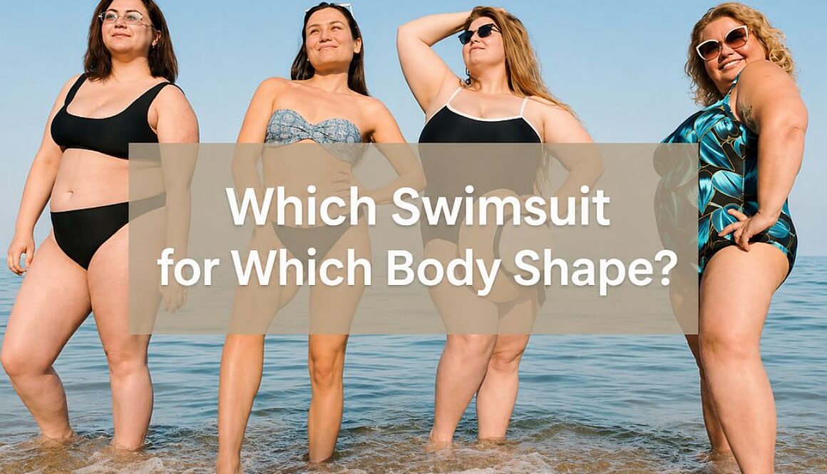 Which swimsuit for which body type infographic showing flattering swimwear styles for different figures
