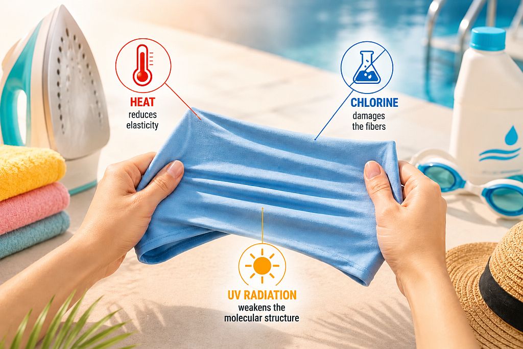 Limitations and weaknesses of spandex – heat, chlorine and UV sensitivity