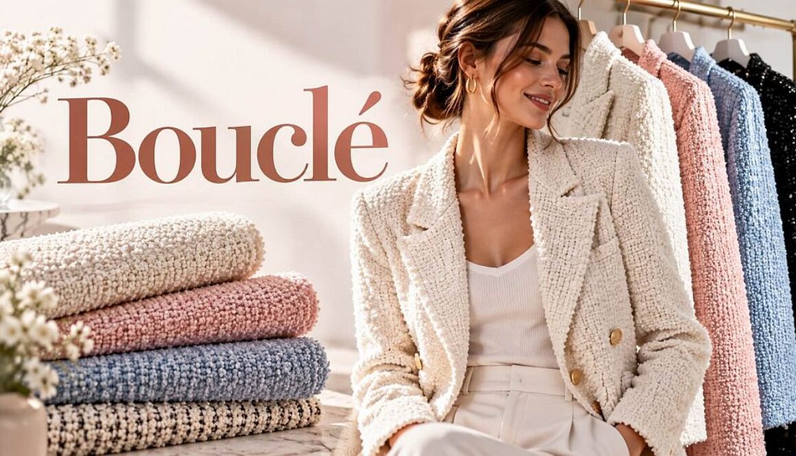 Bouclé fabric with a characteristic looped texture