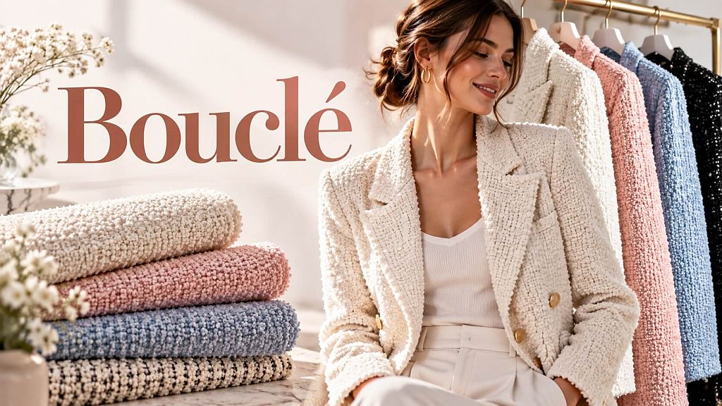 Bouclé fabric with a characteristic looped texture
