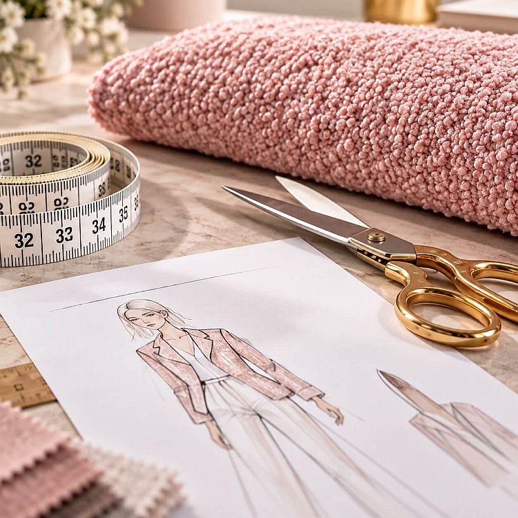 Boucle material for sewing
