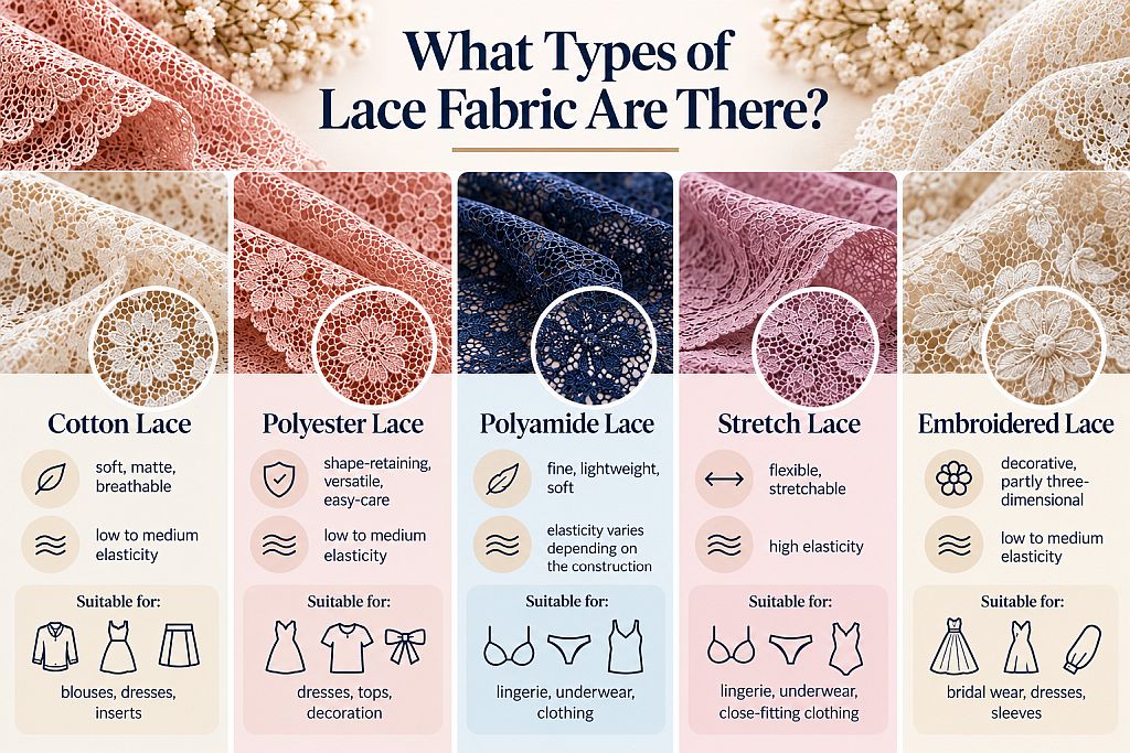 types of lace fabric infographic