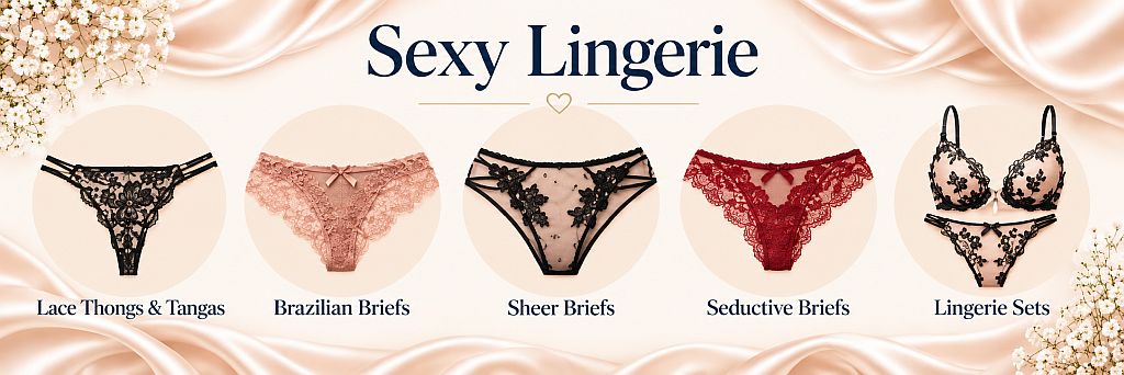 Sexy lingerie manufacturing – CANN Ella Dębowska Sewing Workshop Sexy lingerie manufacturing infographic showing different styles of erotic panties, lace details and lingerie designs
